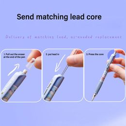 0.5mm Leads Soft Grip Low Gravity Automatic Pencil Continuously Core Students Mechanical Pencil Built-In Eraser Drawing