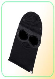 Extra Fine Merino Wool Goggle Balaclava Beanie Knit Hat Outdoor Retains Heat Windbreak Hood Men Cap Skull Caps Black ONESIZE9372067