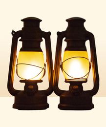 Portable Lanterns Remote Control Vintage Camping Lantern LED Candle Flame Tent Light Battery Operated Kerosene Lamp Table Night2501401