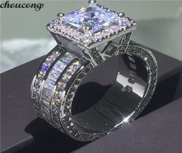 choucong Vintage Court Ring 925 sterling Silver Princess cut 5A cz stone Engagement Wedding band Rings For Women Jewellery Gift7658338