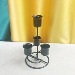 Candle Holders NICEFurniture European Style Vintage Metal Pillar Long Holder 4 Arms Iron Art Candlestick Display Stand Wedding Party