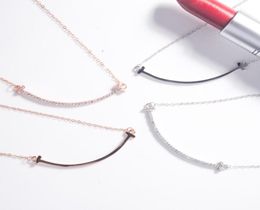 New 925 silver Chain Lover Necklaces women necklace Fashion Trendy T shape Pendants Model crystal pendant necklace6875536