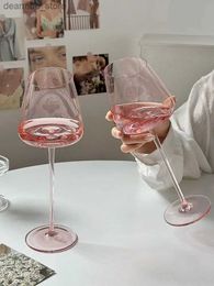 Wine Glasses Northern Europe Lare Capacity Pink Red Wine lass Hih-Value Home Crystal Champane lass Cup Oblique Mouth oblet L49