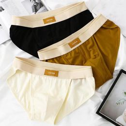 Underpants Men Soft Men's Breathable Moisture-wicking Cotton Briefs Mid Waist Solid Colour Underwear With Quick-drying