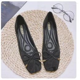 Casual Shoes 2024 Spring And Summer Women's Korean Style Career Party Wear Mary Jane Ladies' Flats Square Toe Boat