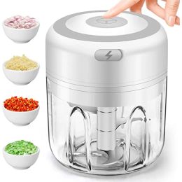 Mixers 100/250ml Electric Garlic Masher Mini Chopper Vegetable Chili Meat Ginger Masher Machine USB Charging Blenders Kitchen Gadgets