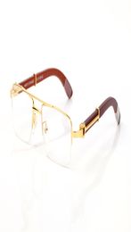 Newest new fashion sport Semi Rimless Plain Mirror Glasses Wood Bamboo Buffalo Horn Sunglasses For Men Lunettes Gafas With Origina8487889