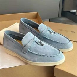 Top Tier Italy Mens Women Shoes Loafers Loro Piano Shoes Flat Low Suede Cow Cashmere Leather Oxfords Moccasins Walk Comfort Loafer Slip on Loafer Rubber Sole 464