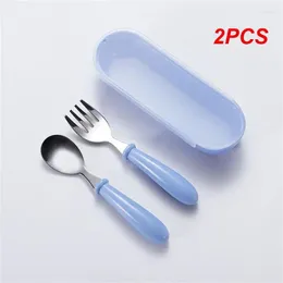 Dinnerware Sets 2PCS Feeding Cutlery Cartoon Pattern Odourless Easy To Clean Non-slip Lovely Baby Accessories Spoon Fork