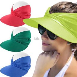 Visors Wide Brim Hats Bucket Hats Foldable Summer Beach Hat Big Visor Sun Hats for Women Summer Beach Outdoor UV Protection Top Empty Sport Baseball Caps 240412