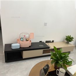 Nordic Wooden TV Stands Round Coffee Table Set Home TV Cabinet Light Luxury Simple Modern Small Apartment Living Room Tea Tables