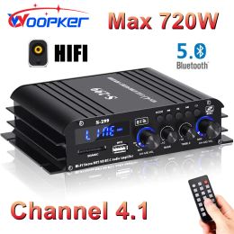Amplifiers Woopker Amplifier S299 Digital Power Amplifier 4.1 Channel Bluetooth 5.0 for Home/Car Wireless Audio Amp Receiver USB/SD AUX