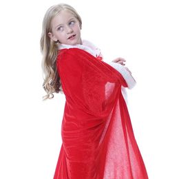 Santa Claus Red Cloak Women's Family Set Christmas Performance Clothing Plush Decorative Lace Up Cloak As A Costume Prop