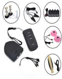 Wireless Remote Control Electro Shock Set Electric Stimulation Nipple Clamps Sucker Pads Anal Plug Themed Adult Sex Toys X07281974008