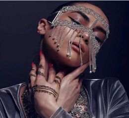 2021 Luxury Full Rhinestone Tassel Mask Masquerade Face Jewellery for Women Sexy Crystal Chain Cosplay Face Mask Face Accessories Q07955568
