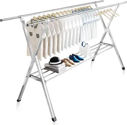Hangers Heavy Duty Drying Rack Clothing Folding Indoor And Outdoor Stainless Steel Laundry For Clothes
