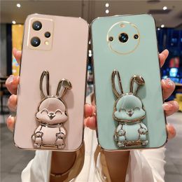 Realme11 Luxury Plating Rabbit Holder Case For Oppo Realme 11 Pro Plus 9 9i 8i 8 10 4g 5g 11pro Gt Silicone Stand Cover Realme9