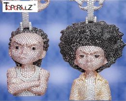 Iced Out The Boondocks Pendant Cz Necklace Chain Menswomen Micro Paved Hip Hop Gold Silver Color Bling Charm Chains Jewelry J19078668831
