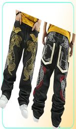 fashion NY Skateboard embroidery Dragon jeans COOL Graffiti long Loose Relaxed Casual Pants Rap boy B BOY Trousers Size 34422128949