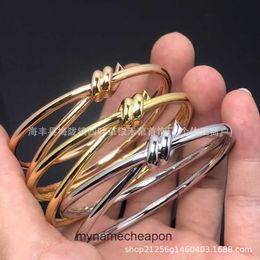 High end designer bangles for Tifancy womens V gold version knot twisted rope smooth bracelet female twisted bracelet Original 1:1 With Real Logo