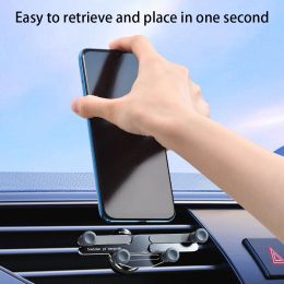 Gravity Car Phone Holder Bracket 360° Rotatable Invisible Alloy Cell Phone Support Car Gravity Mount GPS Stand Cell Support