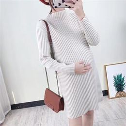 2024 Autumn and Winter Turtleneck Pregnant Women's Sweater Plus Size Maternity Knitted Pullovers Loose Basic Shirts Black Beige