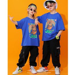 Oversize Tshirt Streetwear Cargo Pants For Girls Boys Jazz Dance Wear Costumes Clothes Kids Hip Hop Clothing Concert Outfits