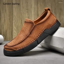 Casual Shoes Golden Sapling Classics Loafers Man Genuine Leather Men's Leisure Flats Outdoor Trekking Footwear Retro Moccasins