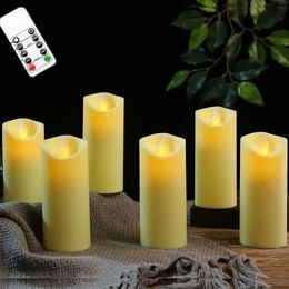 3456 Pieces Remote Control Flameless Moving Wick Led Pillar Candles Battery Candle With Flickering Flame for home party decor 240412