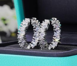 Hoop Huggie CAOSHI Silver ColorGold Colour Wedding Female Earrings Pearshaped CZ Underline Femininity Beauty Marriage Jewelry6094636