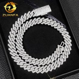 Jewellery Passport Tester Iced Double Row Stone 12Mm VVS Silicone Cuban Chain Necklace