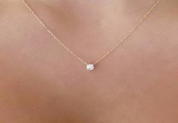 Fashion Gold Diamonds Necklaces Delicate Solitaire Pendant Dainty Pendants Necklace Bridal Jewellery Floating Diamond Jewellery5939599