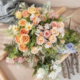 Decorative Flowers 1pcs Artificial Wedding Home Autumn Decoration High Quality Big Bouquet Luxury Fake Flower Arrangement Bulk