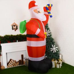 Large Christmas Inflatable Santa Claus with Candy Cane LED Lighted Xmas Inflatable Toy Holiday Party Outdoor Yard Decoration