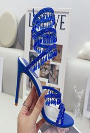 Sandals Twining Womens Shoes Sandal Luxury Designer Crystal Lamp Pendant Rhinestone Foot Ring High Heeled Narrow Band 10Cm Heel factory footwear6038529