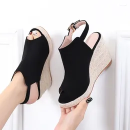 Casual Shoes Low Sandals Woman Leather Clogs Wedge Lady 2024 Suit Female Beige High Heels Large Size Low-heeled Platform Comfort Bl