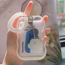 2023 New INS Clear Photo Card Holder Design Cloud Shaped Idol Photo Sleeve Keychain Photocards Protector Case Student Stationery