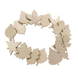 50pcs 30mm Unfinished Wooden Leaves Craft Blank Leaf Shape Cutout Ornament for Thanksgiving Fall Party DIY Decor