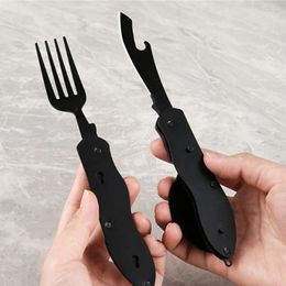 Dinnerware Sets Fork Spoon Portable Picnic Travel Cutlery Detachable Camping Accessories Meal Cutting Outdoor Hiking Non-slip