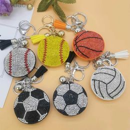 Key Rings Sparkling Volleyball Inlaid Rhinestone Keychain Ladies Bag Cute Ball Pendant Car Key Alloy Pendant Childrens New Year Gift 240412