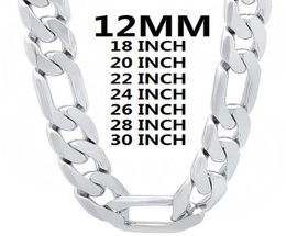 Chains Solid 925 Sterling Silver Necklace For Men Classic 12MM Cuban Chain 1830 Inches Charm High Quality Fashion Jewellery Wedding9012521