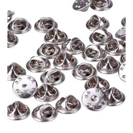 50/100pcs Chrome Pin Closures Butterfly Clips for Pin Badge Metal Brooch Pin Back Squeeze Badge Holder For DIY Making Craft