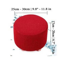 Round Ottoman Stool Cover Super Soft Velvet Footrest Cover All-inclusive Elastic Stool Chair Seat Slipcover Living Room Bedroom