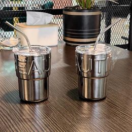 Mugs High-value Coffee Cup Glass Straw Female Ins Feng Shui With Lid Creative