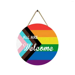 Decorative Figurines Wall Decoration Hanging Border Rainbow Welcome Door Sign Wooden Home Decorations For Kitchen Coffee