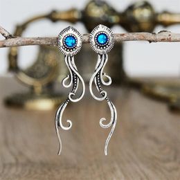 Stud Earrings Metal Silver Color Ear Studs For Women Vintage Statement Ladies Zircon Jewelry Accessories Gift