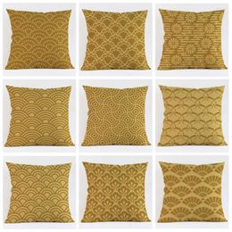 Pillow Fashion High Quality Cotton Linen Yellow Wave Simple Geometry Decorative Case Cover Car Covers Sofa Home Decor