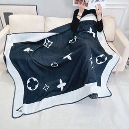 Cashmere blanket V old flower print classic letter logo design solid Colour blanket office nap blanket travel towel sofa decorative blanket 135*175cm with gift box 5