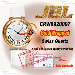 CRW6920097 Swiss Quartz Womens Watch JBLF 33 Wrapped 18K Rose Gold Case Silver Black Roman Dial White Croc Strap Super Edition Ladies Watches Lady Puretime PTCAR