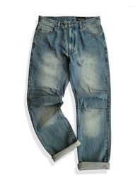 Men's Pants Amekaji Style Retro Three-dimensional Cut Straight Leg Denim Mid-waist Casual Wash To Do Old Spring And Autumn